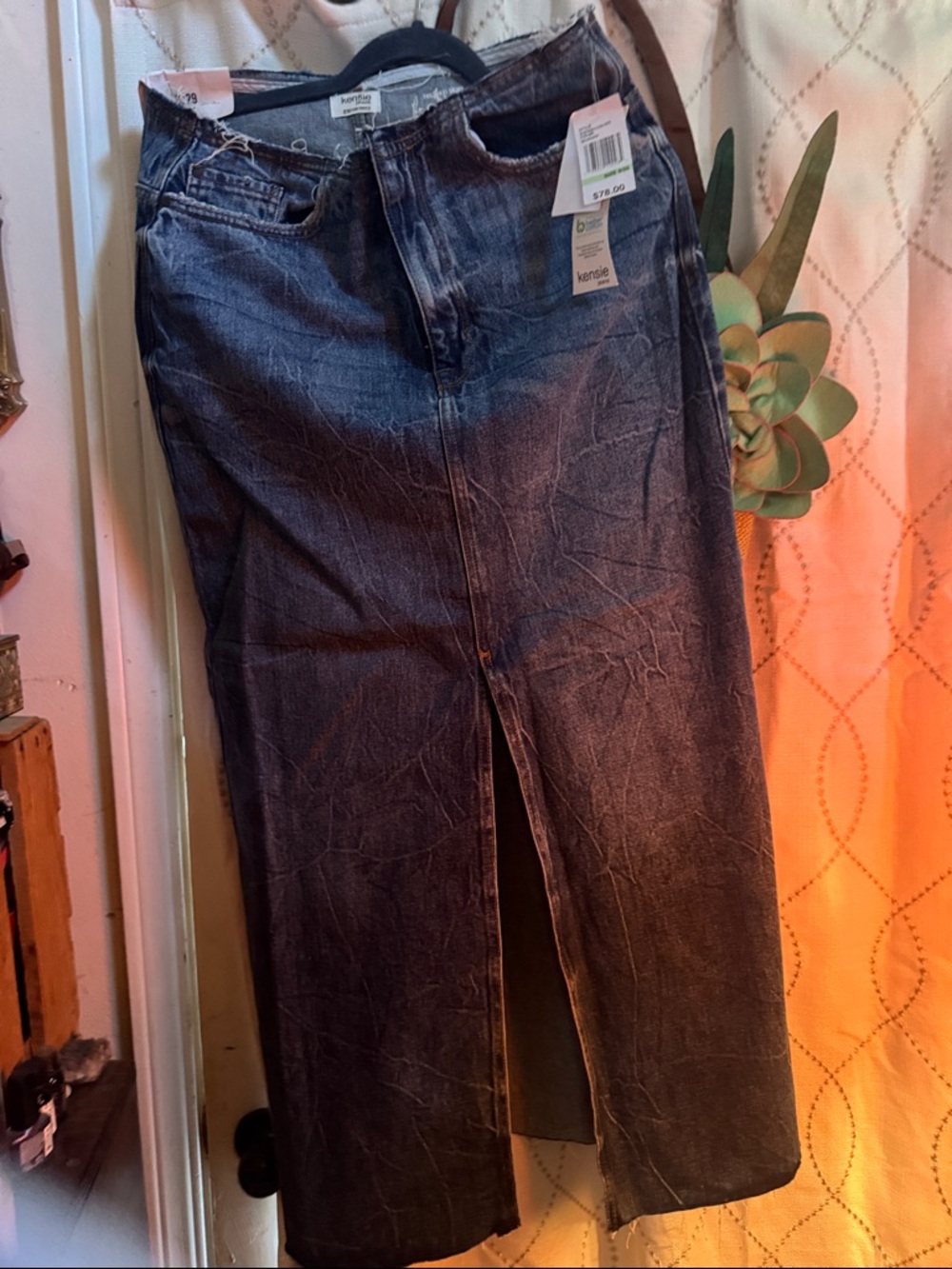 Kensie Dark Wash Denim Maxi Skirt